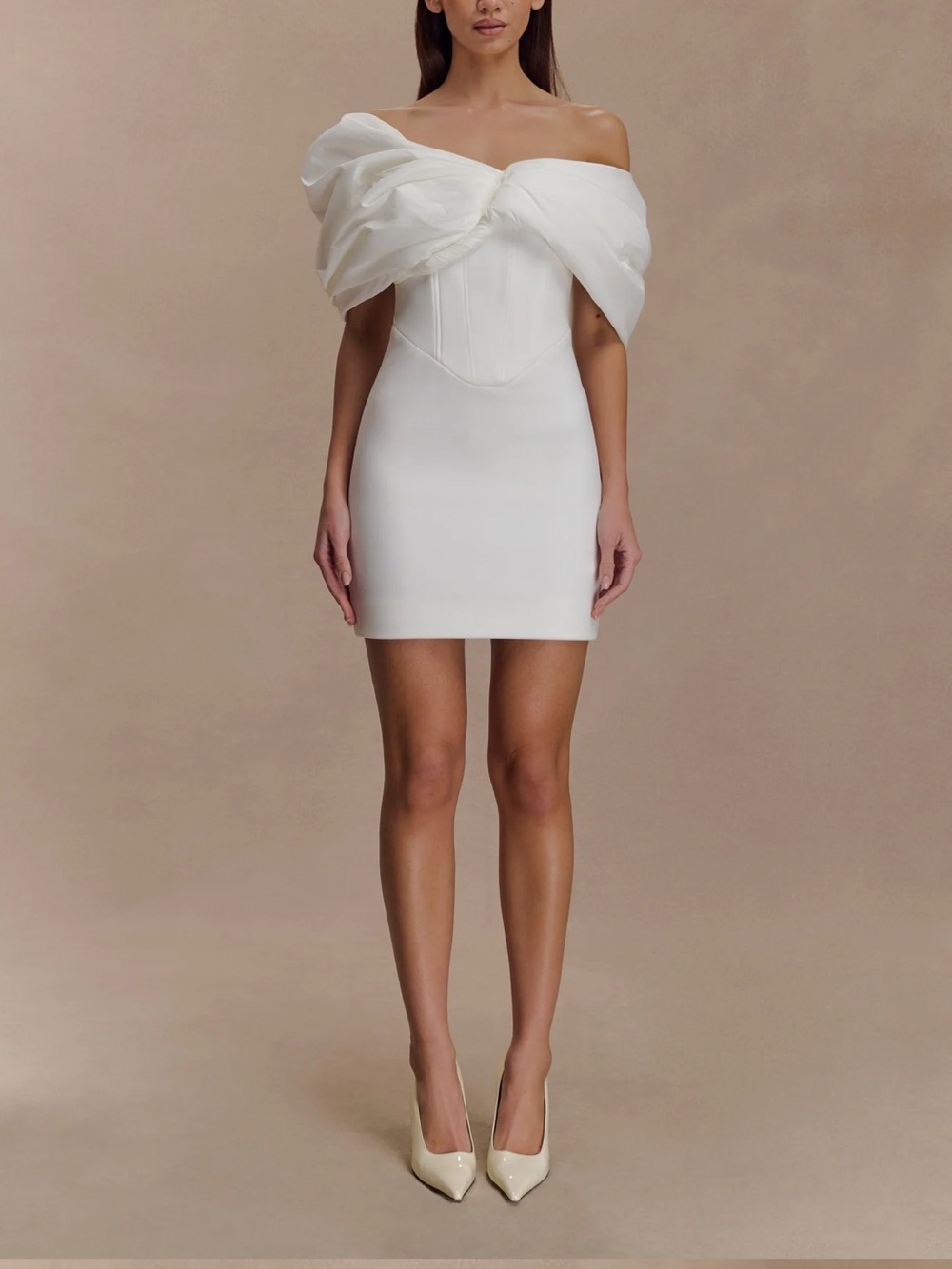 Meshki White Off-Shoulder Mini Dress